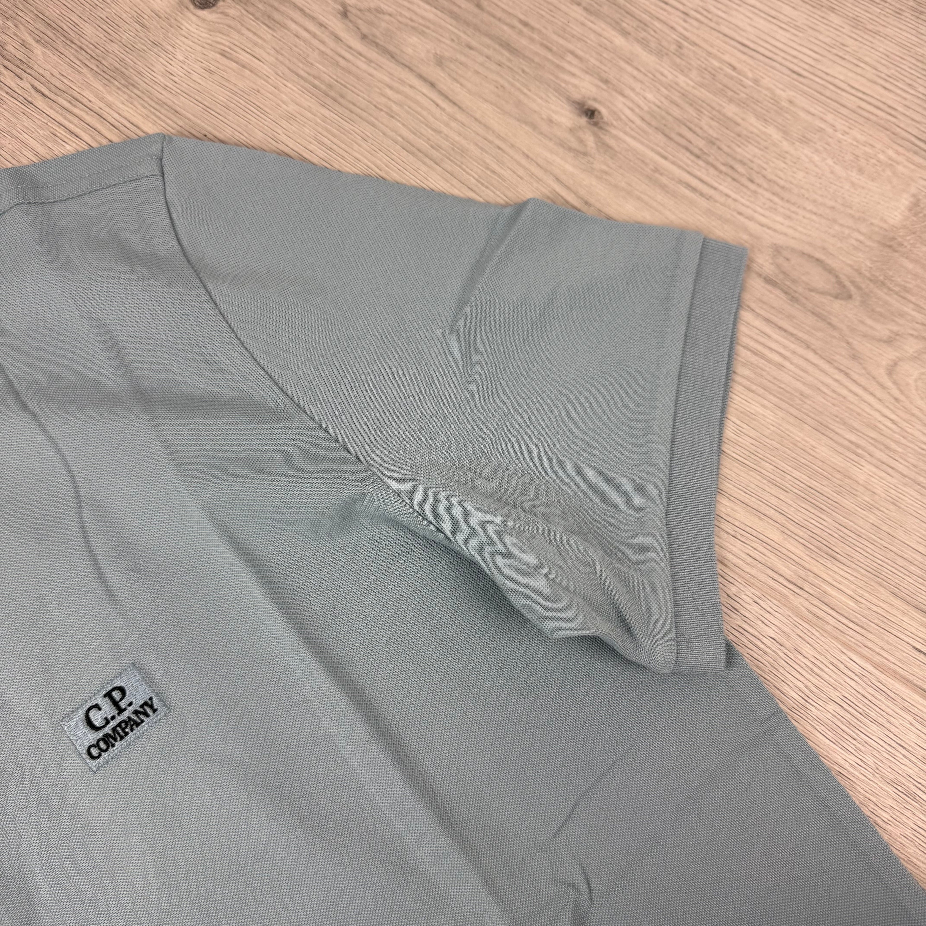 CP Company Piquet Polo Shirt - Silver Blue